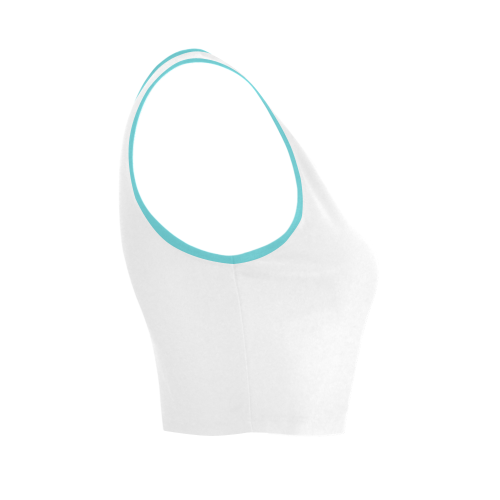 white and turquoise Women's Crop Top (Model T42)