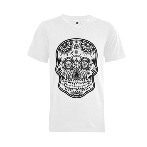 sugar skull Men's V-Neck T-shirt  Big Size(USA Size) (Model T10)