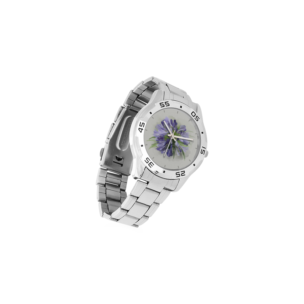 Purple Flower Men's Stainless Steel Analog Watch(Model 108)