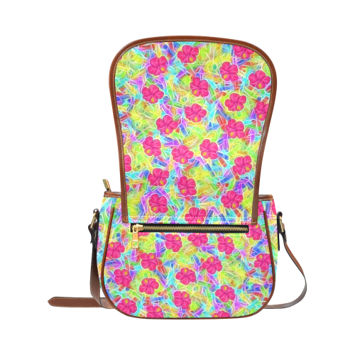 Pretty Pink Hawaiian Flowers Pattern Saddle Bag/Large (Model 1649)