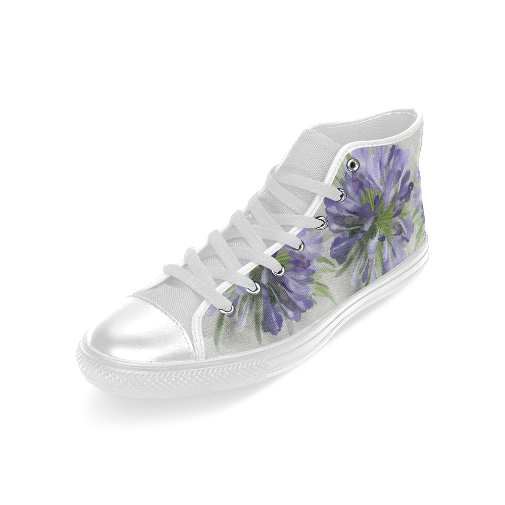 Purple Flowers Men’s Classic High Top Canvas Shoes (Model 017)