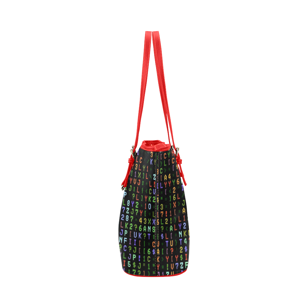 funny allover matrix 1 Leather Tote Bag/Small (Model 1651) | ID: D256306