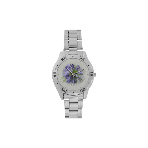 Purple Flower Men's Stainless Steel Analog Watch(Model 108)