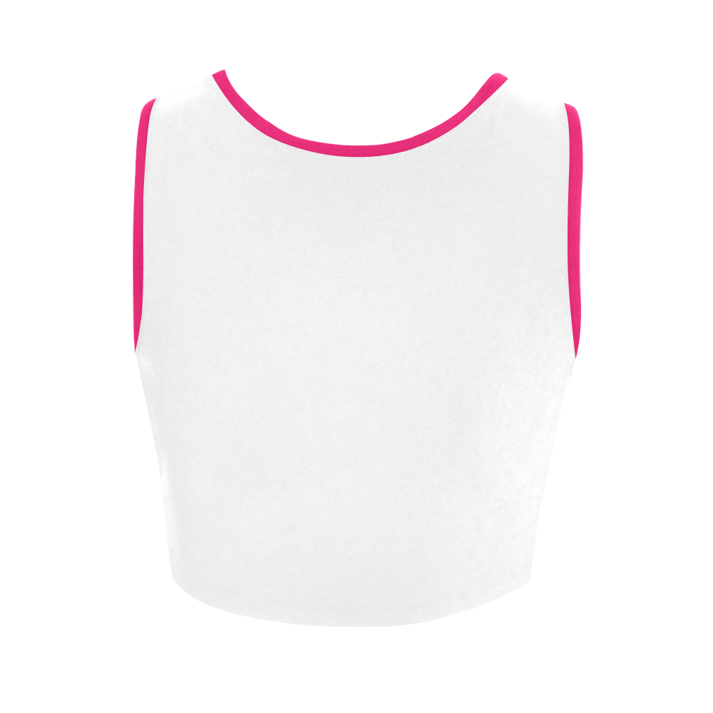 white and hot pink Women's Crop Top (Model T42)
