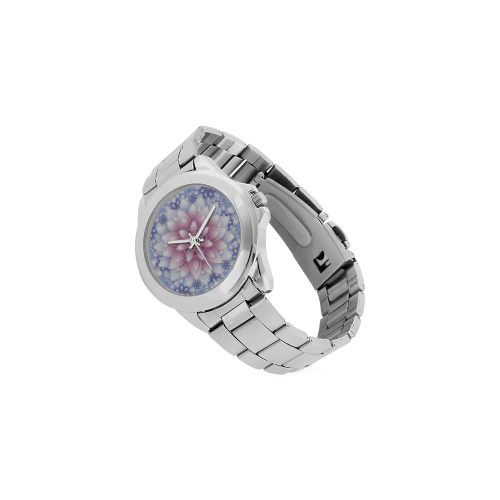 ornaments pink+blue Unisex Stainless Steel Watch(Model 103)
