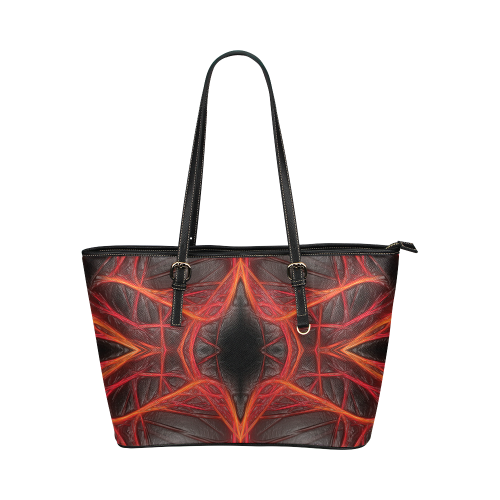 Lines of Energy and Power Leather Tote Bag/Large (Model 1651)