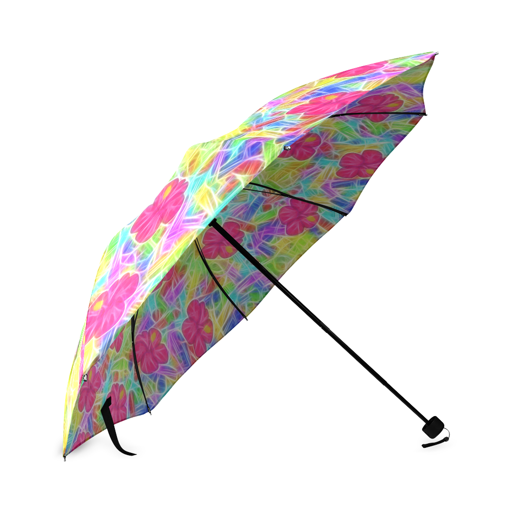 Pretty Pink Hawaiian Flowers Pattern Foldable Umbrella (Model U01)