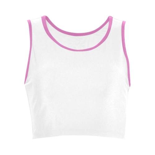 white and pink Women's Crop Top (Model T42)