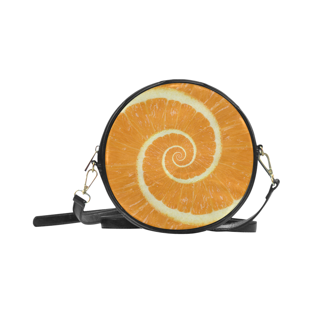 Citrus Orange Spiral Droste Round Sling Bag (Model 1647)