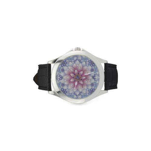 ornaments pink+blue Women's Classic Leather Strap Watch(Model 203)