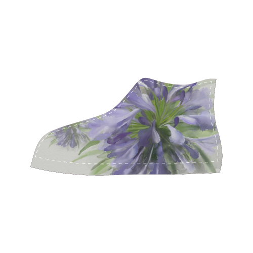 Purple Flower Women's Classic High Top Canvas Shoes (Model 017)
