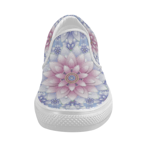 ornaments pink+blue Women's Slip-on Canvas Shoes (Model 019)