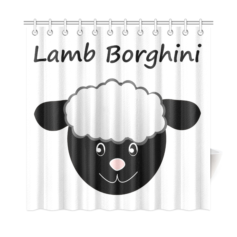 Lamb Borghini funny sheep car pun Shower Curtain 72"x72"