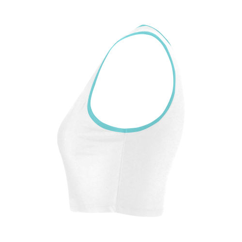 white and turquoise Women's Crop Top (Model T42)