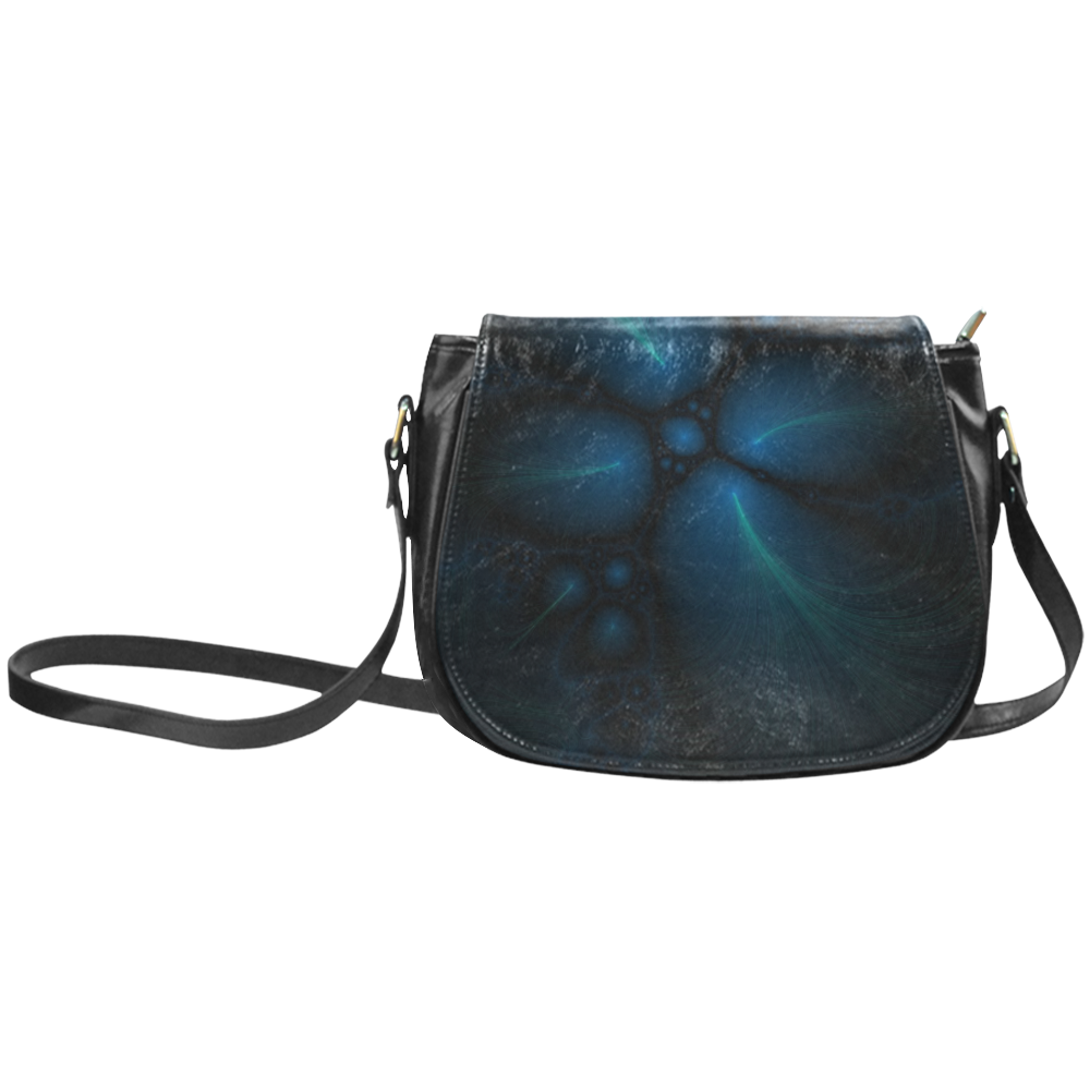 blue and green fractal space Classic Saddle Bag/Small (Model 1648)
