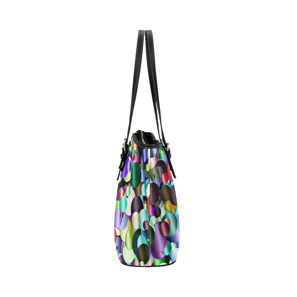 funny allover shiny bubbles Leather Tote Bag/Small (Model 1651)