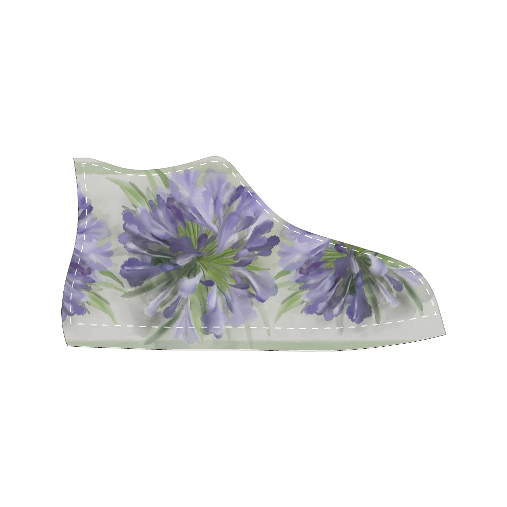 Purple Flowers Men’s Classic High Top Canvas Shoes (Model 017)