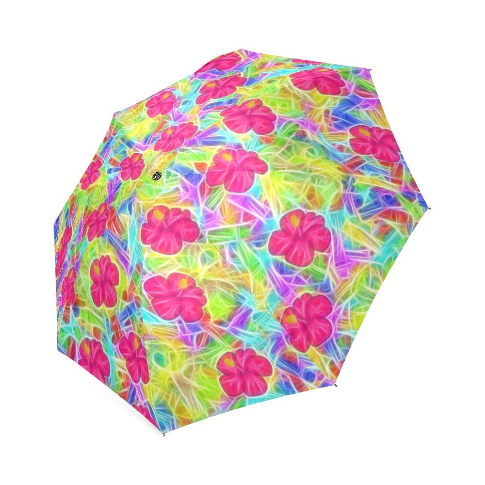 Pretty Pink Hawaiian Flowers Pattern Foldable Umbrella (Model U01)