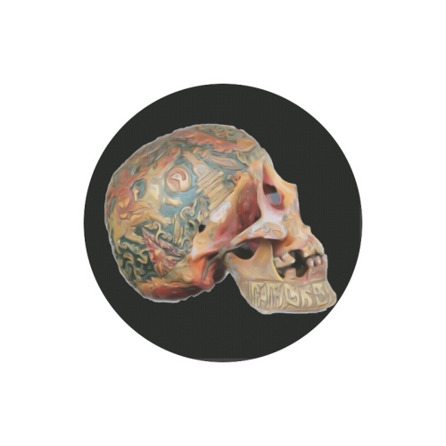 Colored Human Skull Round Mousepad