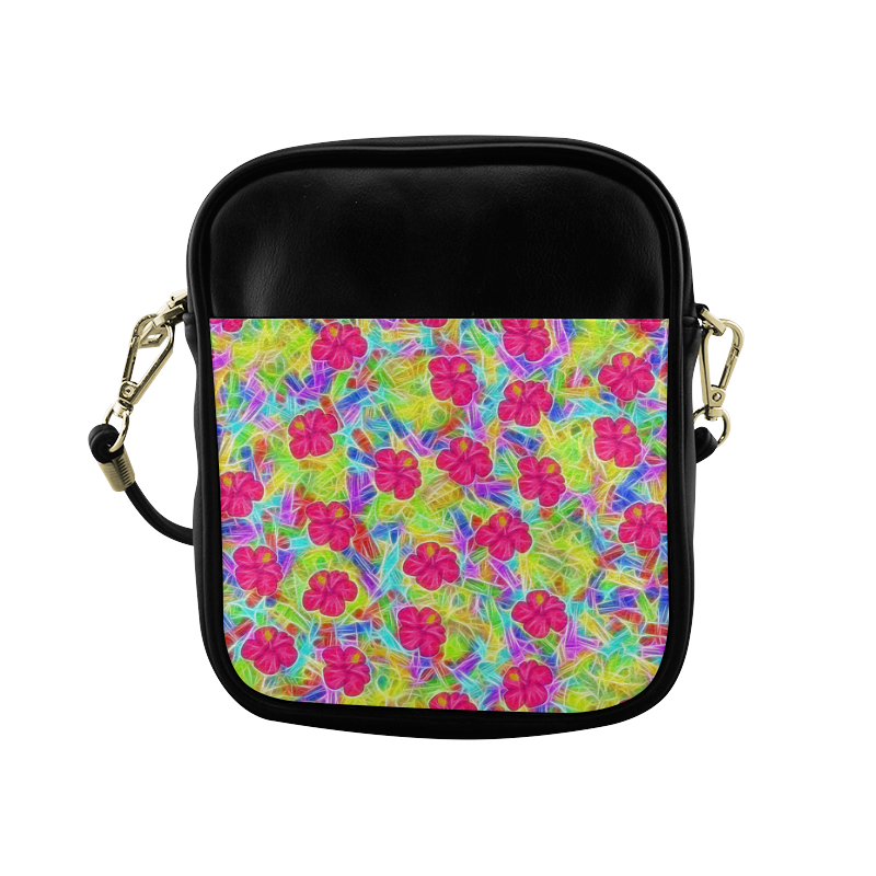 Pretty Pink Hawaiian Flowers Pattern Sling Bag (Model 1627)