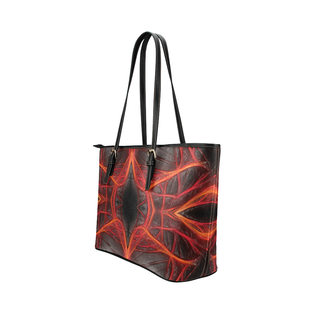 Lines of Energy and Power Leather Tote Bag/Large (Model 1651)