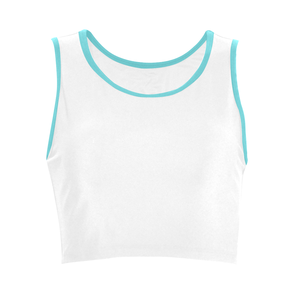 white and turquoise Women's Crop Top (Model T42)