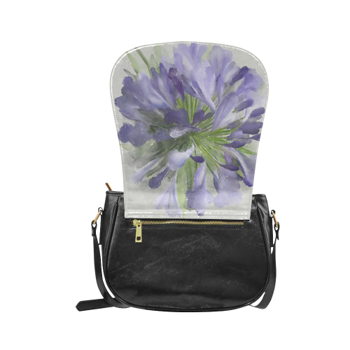 Purple Flowers Classic Saddle Bag/Large (Model 1648)