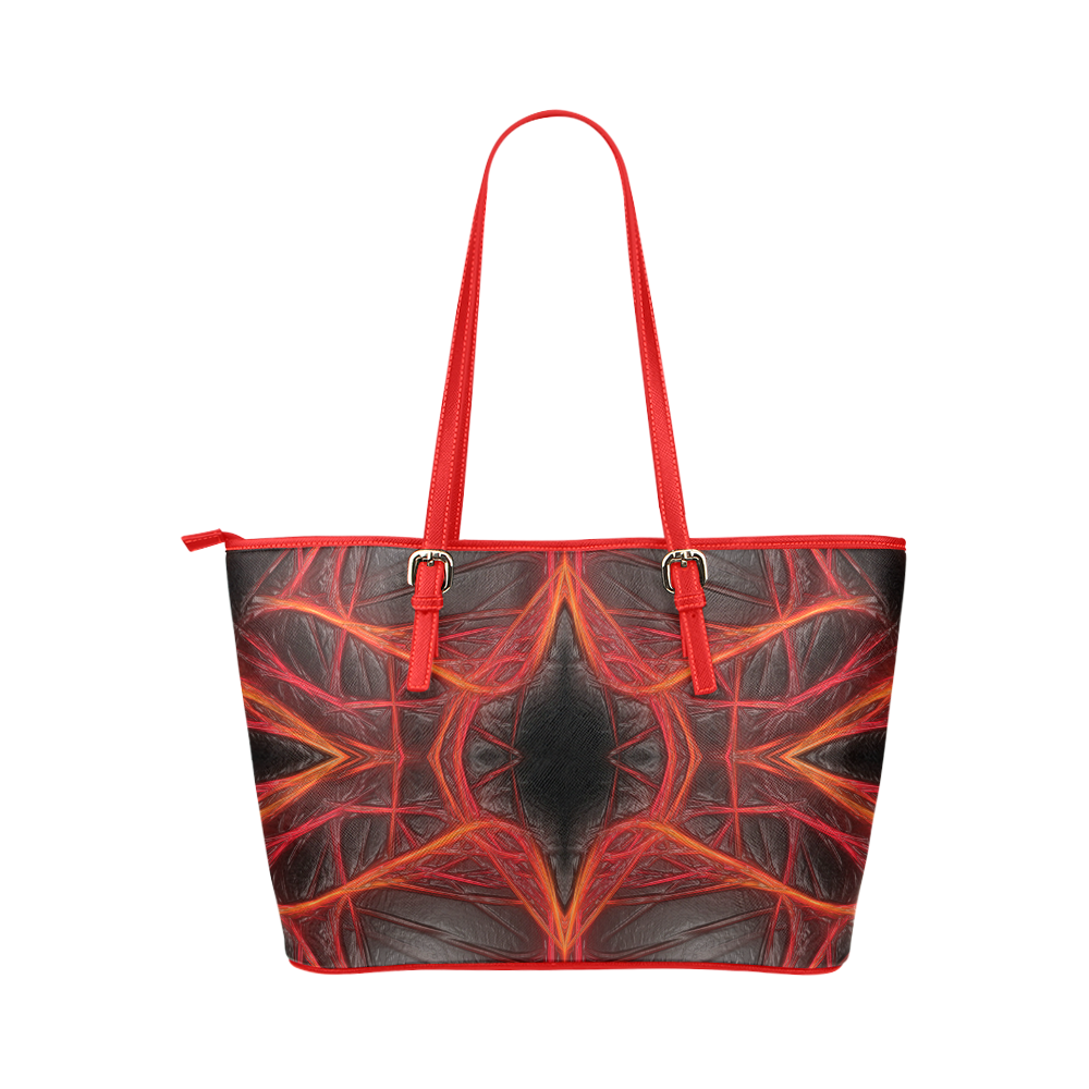 Lines of Energy and Power Leather Tote Bag/Small (Model 1651)