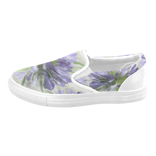 Purple Flowers Men's Unusual Slip-on Canvas Shoes (Model 019)