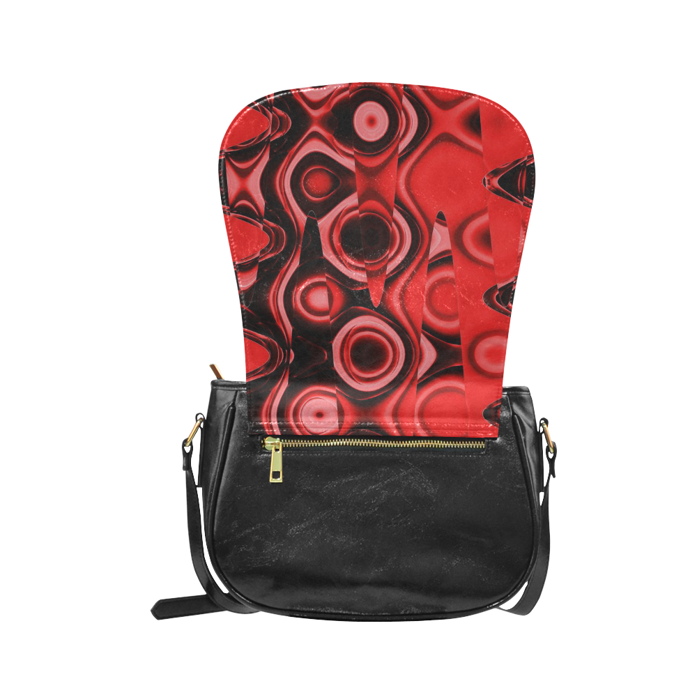 black and red abstract Classic Saddle Bag/Small (Model 1648)