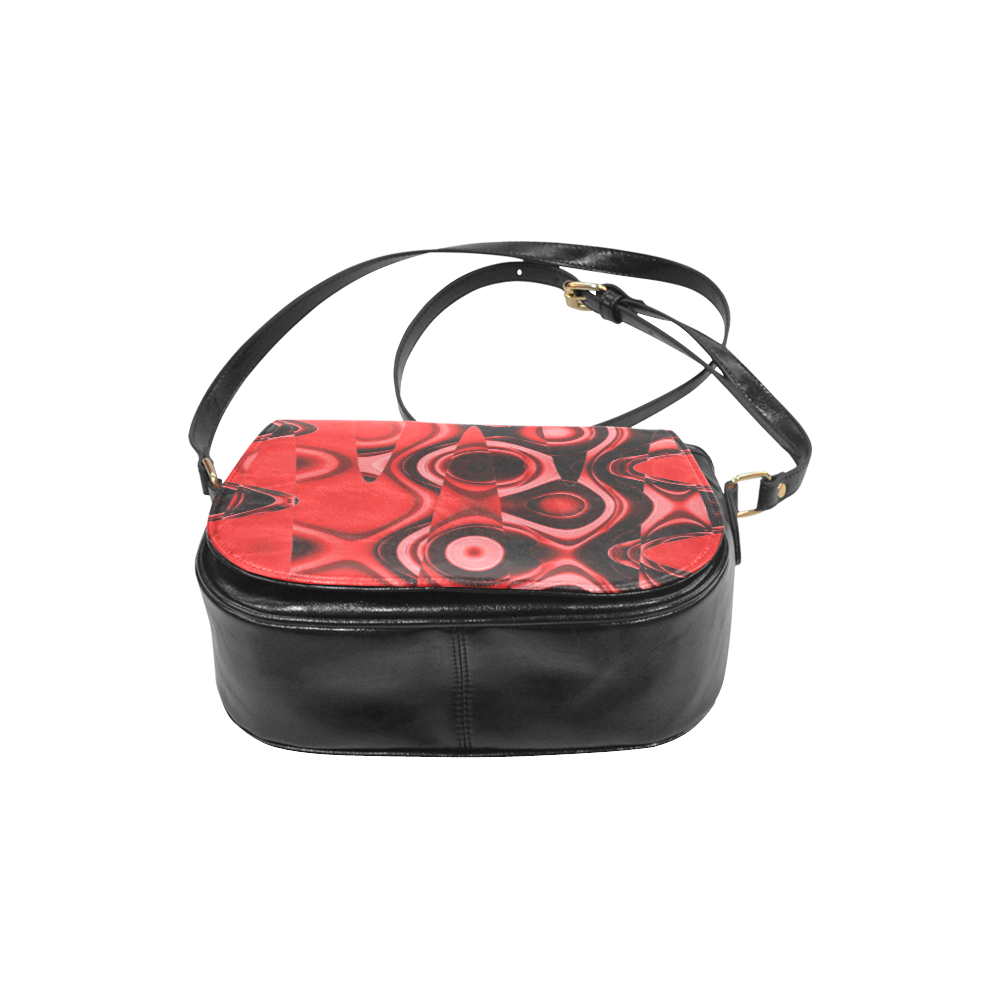 black and red abstract Classic Saddle Bag/Small (Model 1648)