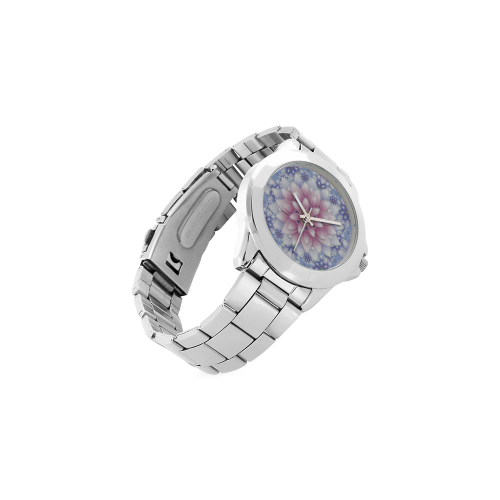 ornaments pink+blue Unisex Stainless Steel Watch(Model 103)