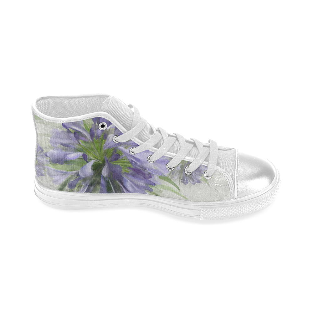 Purple Flower Women's Classic High Top Canvas Shoes (Model 017)