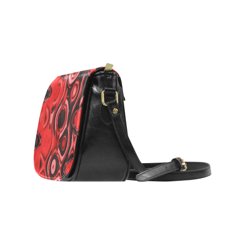 black and red abstract Classic Saddle Bag/Small (Model 1648)