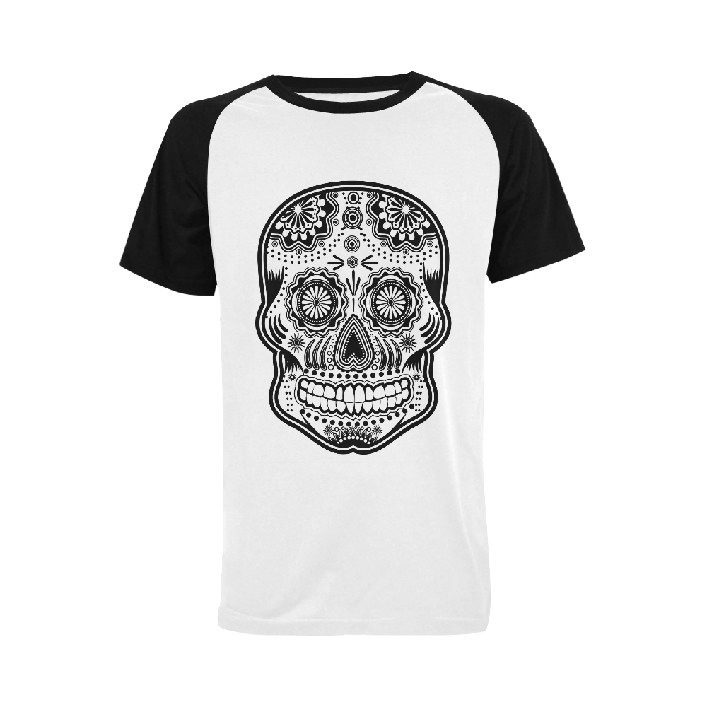 sugar skull Men's Raglan T-shirt Big Size (USA Size) (Model T11)