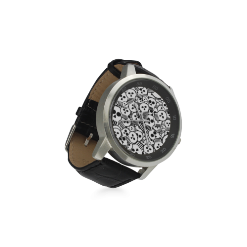 toon skulls Unisex Stainless Steel Leather Strap Watch(Model 202)