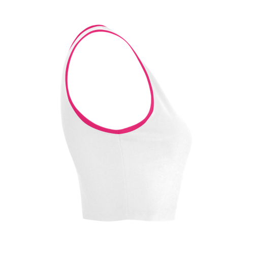 white and hot pink Women's Crop Top (Model T42)