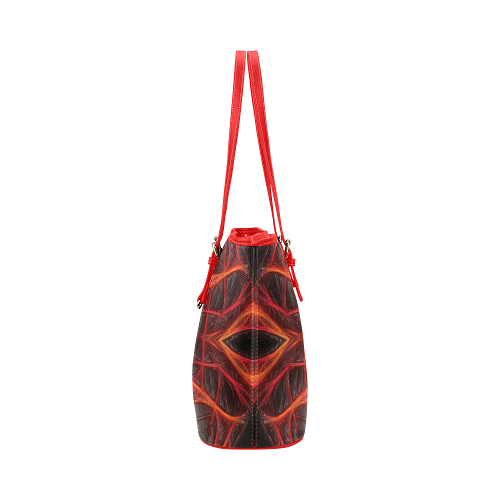 Lines of Energy and Power Leather Tote Bag/Small (Model 1651)