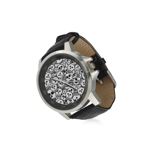 toon skulls Unisex Stainless Steel Leather Strap Watch(Model 202)