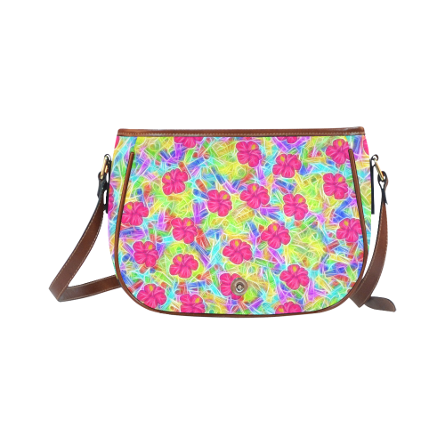 Pretty Pink Hawaiian Flowers Pattern Saddle Bag/Large (Model 1649)