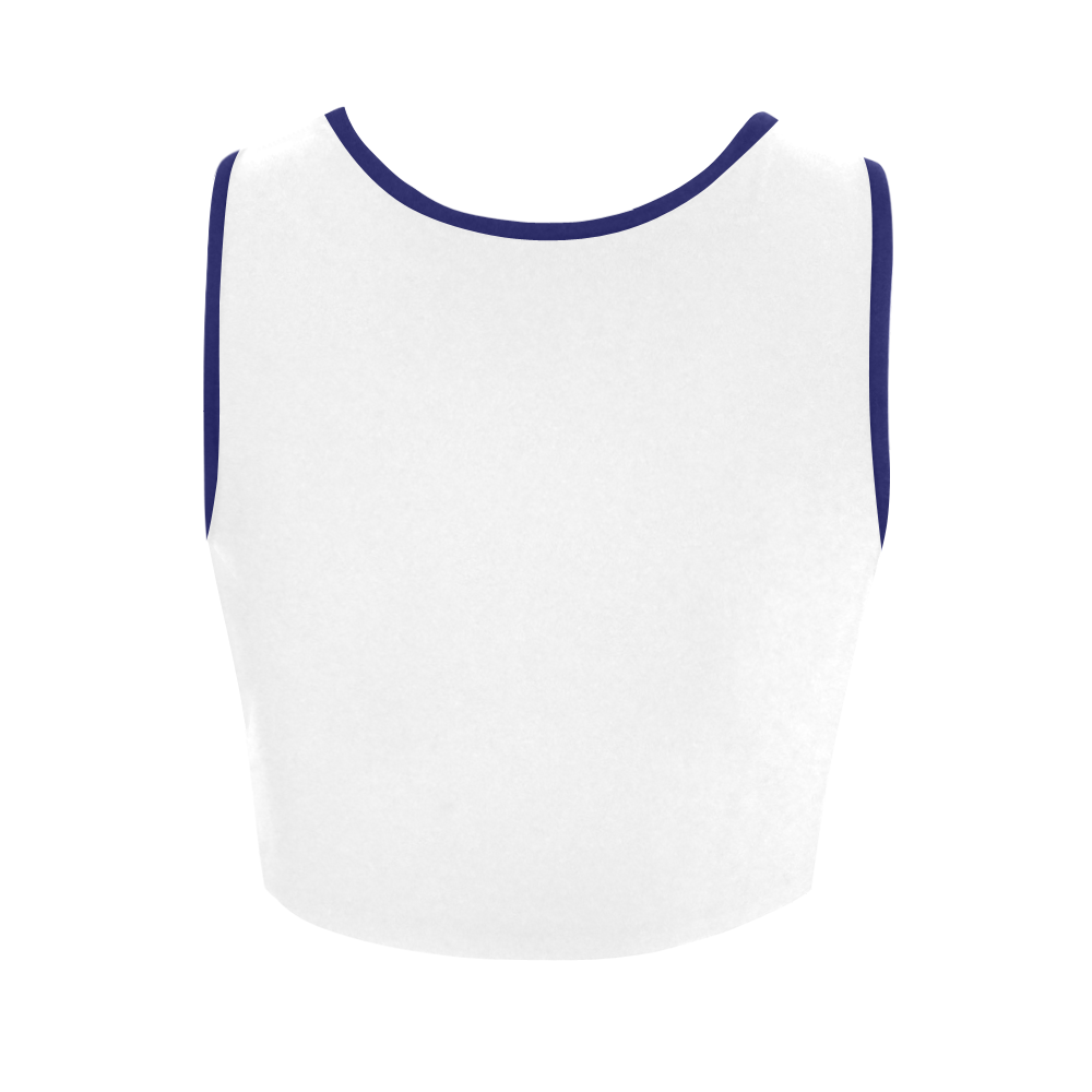 white and blue Women's Crop Top (Model T42)