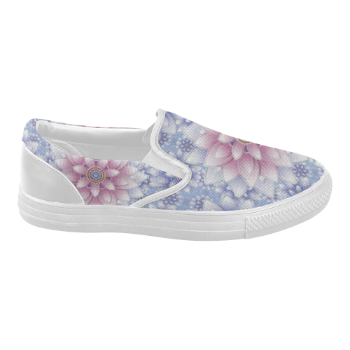 ornaments pink+blue Women's Slip-on Canvas Shoes (Model 019)