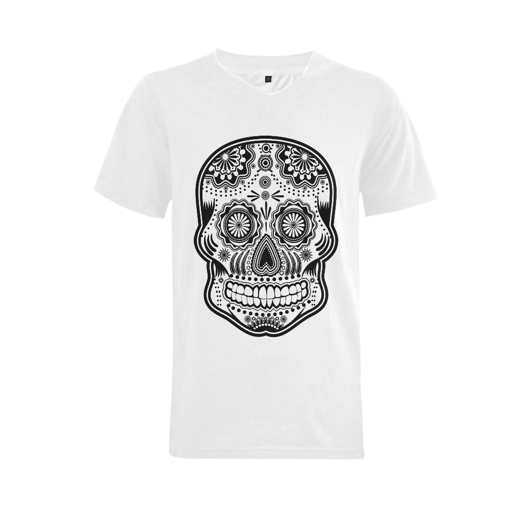 sugar skull Men's V-Neck T-shirt (USA Size) (Model T10)