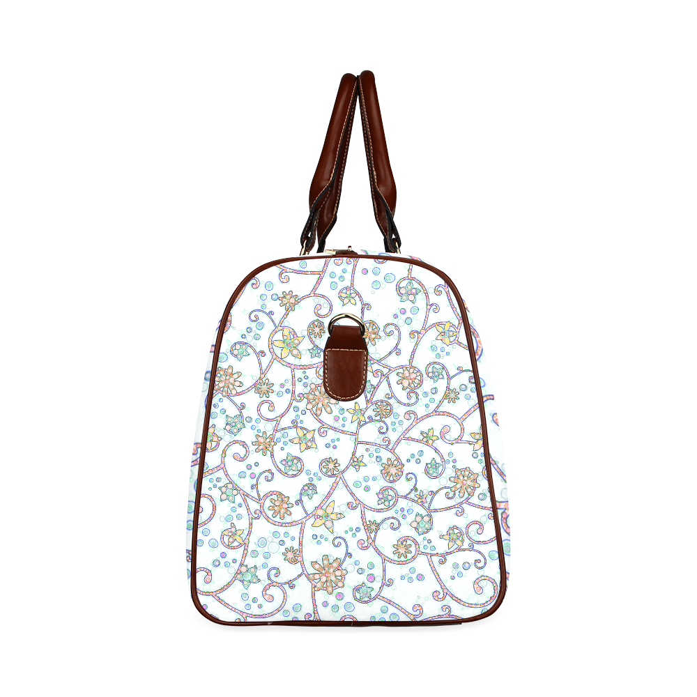 Floral Swirls Waterproof Travel Bag/Small (Model 1639)