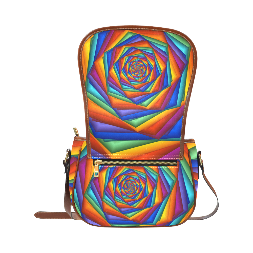 Psychedelic Rainbow Spiral Saddle Bag/Small (Model 1649) Full Customization