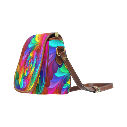 Psychedelic Rainbow Spiral Saddle Bag/Small (Model 1649) Full Customization