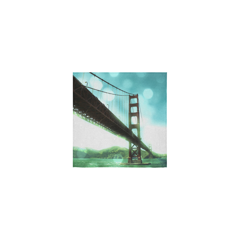 Green Bokeh Golden Gate Bridge Square Towel 13“x13”