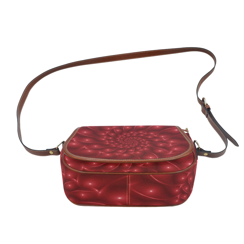 Glossy Red Spiral Fractal Saddle Bag/Small (Model 1649) Full Customization