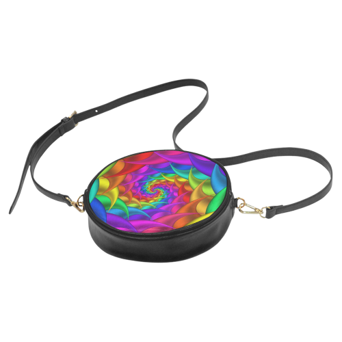 Psychedelic Rainbow Spiral Round Sling Bag (Model 1647)