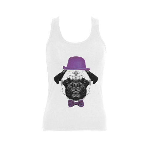 Mops Puppy Women's Shoulder-Free Tank Top (Model T35)